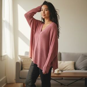 Wooden Ships Paola Buendia Wren V-Neck Loose Knit Oversized Sweater M/L NWT